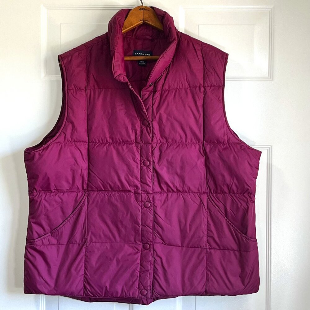 Lands' End Goose Down Burgandy Purple Vest Size XL